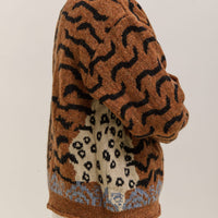 Kapital 7G Wool Nepal Tiger Crew Knit Sweater Unisex, Orange