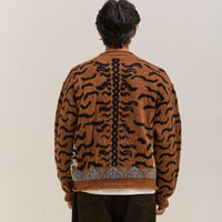 Kapital 7G Wool Nepal Tiger Crew Knit Sweater Unisex, Orange