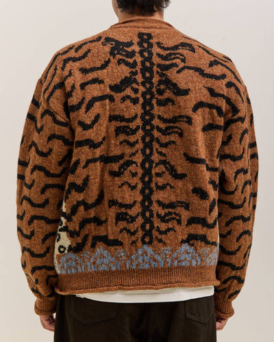 Kapital 7G Wool Nepal Tiger Crew Knit Sweater Unisex, Orange