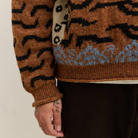 Kapital 7G Wool Nepal Tiger Crew Knit Sweater Unisex, Orange