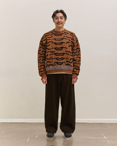 Kapital 7G Wool Nepal Tiger Crew Knit Sweater Unisex, Orange