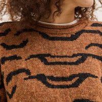 Kapital 7G Wool Nepal Tiger Crew Knit Sweater, Orange