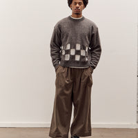 Kapital 7G Wool Windowpane Big Sweater, Charcoal