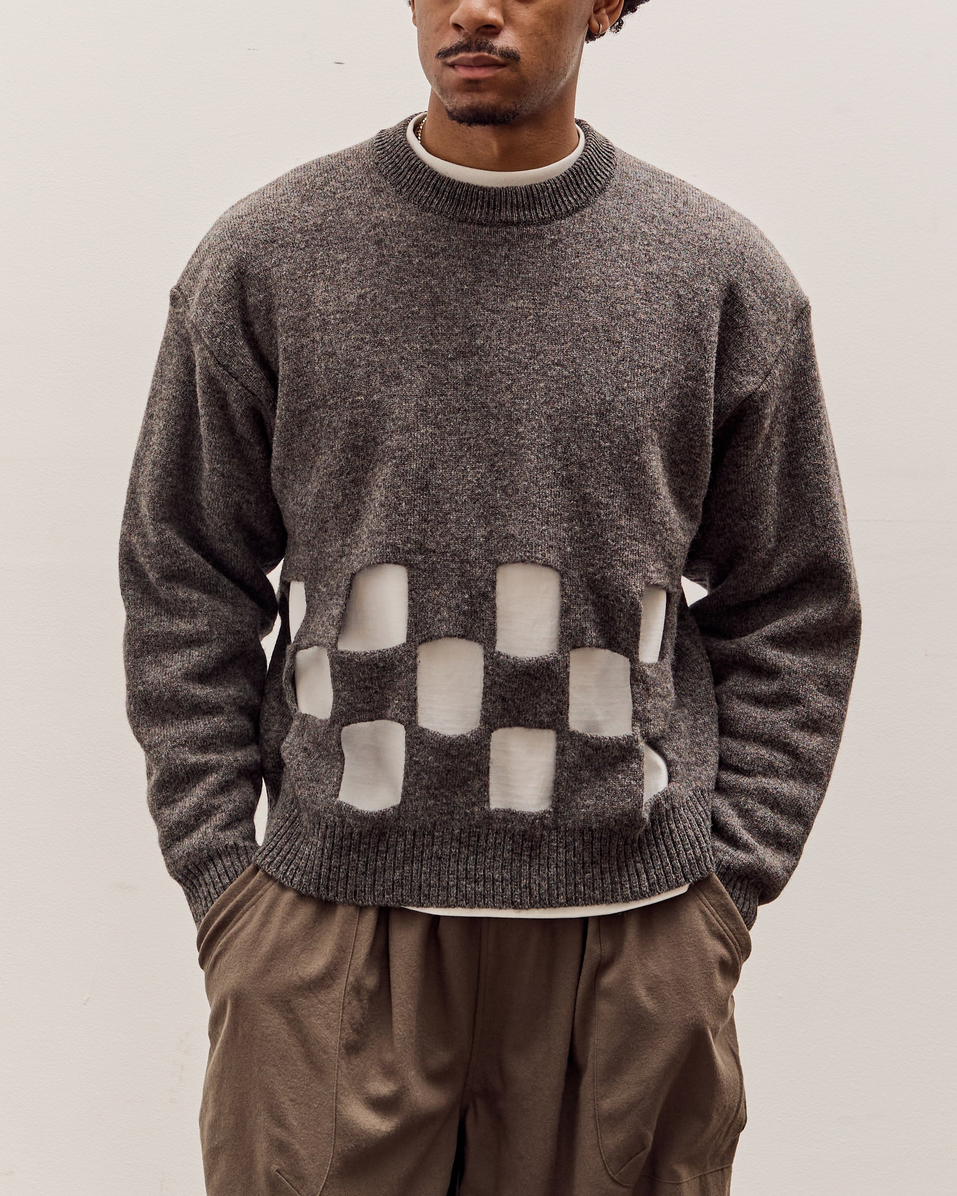Kapital 7G Wool Windowpane Big Sweater, Charcoal – Glasswing