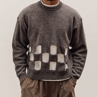 Kapital 7G Wool Windowpane Big Sweater, Charcoal