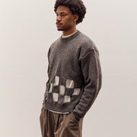 Kapital 7G Wool Windowpane Big Sweater, Charcoal