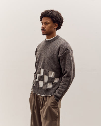 Kapital 7G Wool Windowpane Big Sweater, Charcoal