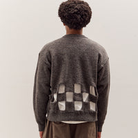 Kapital 7G Wool Windowpane Big Sweater, Charcoal