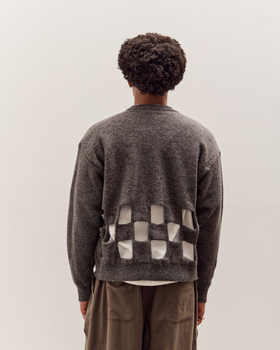 Kapital 7G Wool Windowpane Big Sweater, Charcoal