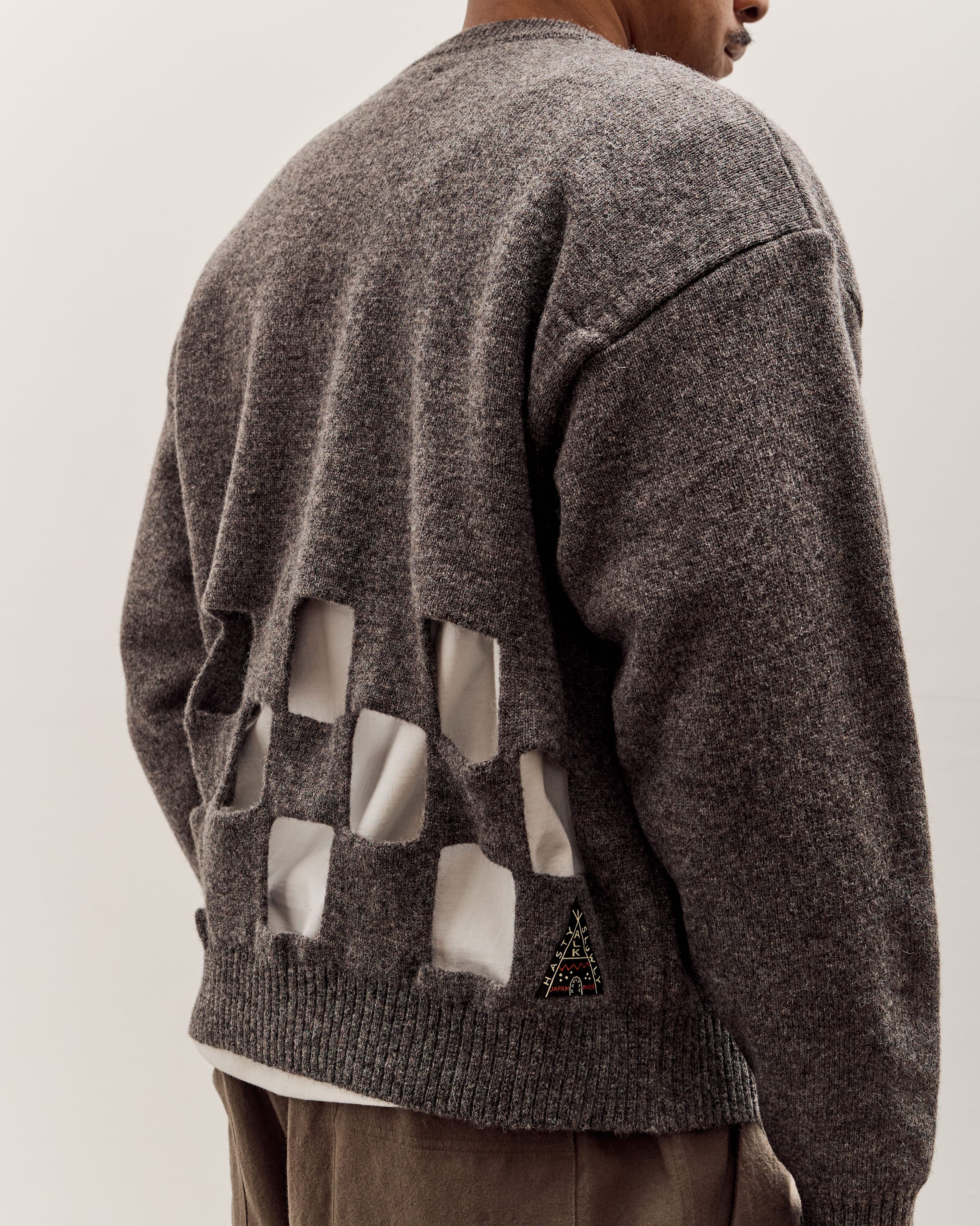 Kapital 7G Wool Windowpane Big Sweater, Charcoal – Glasswing