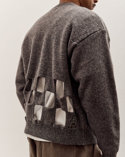 Kapital 7G Wool Windowpane Big Sweater, Charcoal