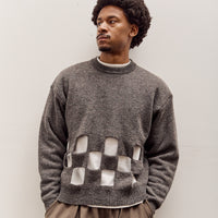 Kapital 7G Wool Windowpane Big Sweater, Charcoal