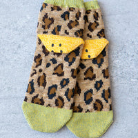 Kapital 84 Yarns Leopard Smilie Ankle Socks, Lime