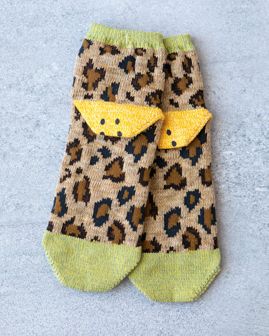 Kapital 84 Yarns Leopard Smilie Ankle Socks, Lime