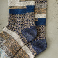 Kapital 84 Yarns Patchwork Komon Kogin Socks, Navy