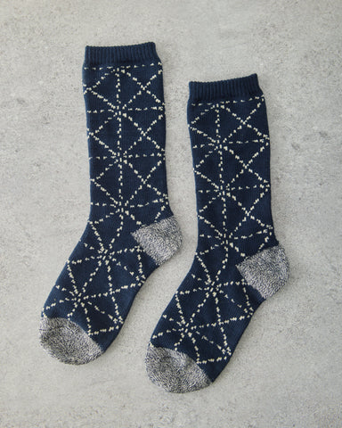 Kapital 84 Yarns Sashiko Socks, Navy