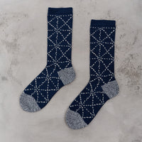 Kapital 84 Yarns Sashiko Socks, Navy
