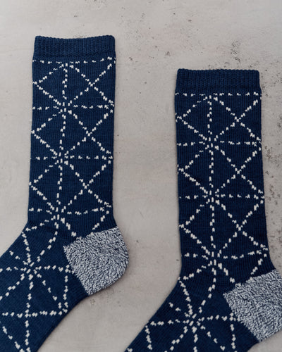 Kapital 84 Yarns Sashiko Socks, Navy