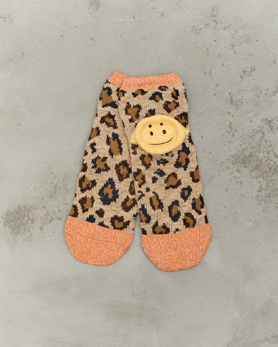 Kapital 84 Yarns RAINBOWY HAPPY HEEL Leopard Ankle Socks, Orange