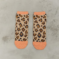 Kapital 84 Yarns RAINBOWY HAPPY HEEL Leopard Ankle Socks, Orange
