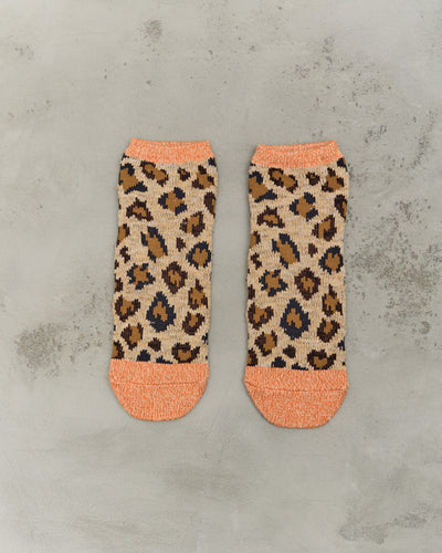 Kapital 84 Yarns RAINBOWY HAPPY HEEL Leopard Ankle Socks, Orange