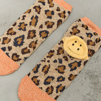 Kapital 84 Yarns RAINBOWY HAPPY HEEL Leopard Ankle Socks, Orange