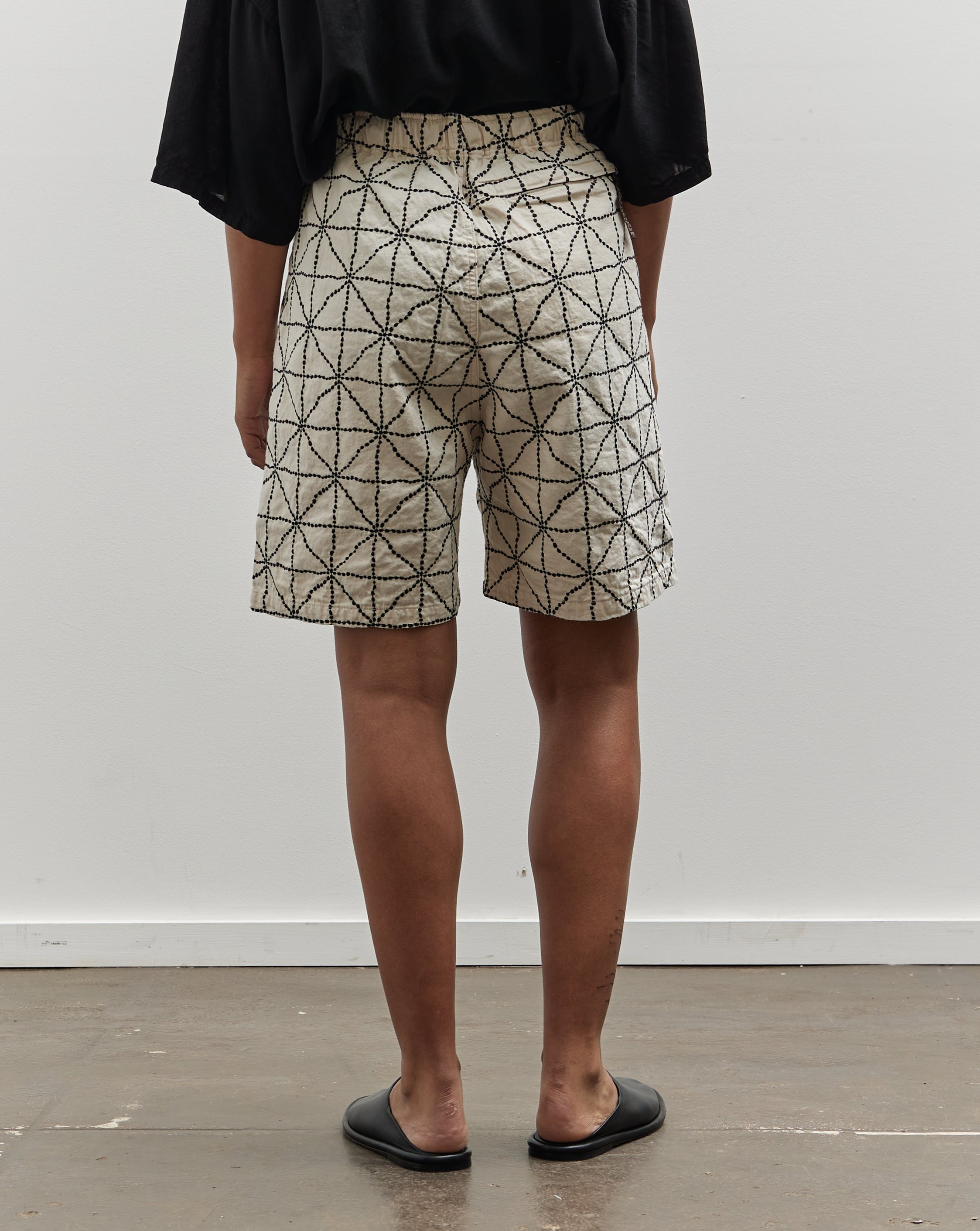 Kaptial 8ozデニム FOLK-DOJO刺繍 イージーショートパンツ 4 Kapital 8oz Denim Folk-Dojo Easy Shorts, Ecru – Glasswing