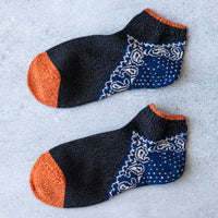 Kapital 96 Yarns Bandana Heel Ankle Socks, Black/Navy