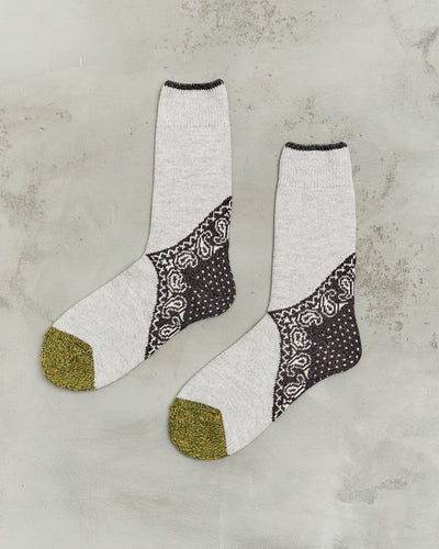 Kapital 96 Yarns Heel Paisley Bandana Socks, Black