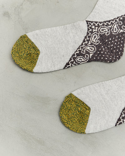 Kapital 96 Yarns Heel Paisley Bandana Socks, Black