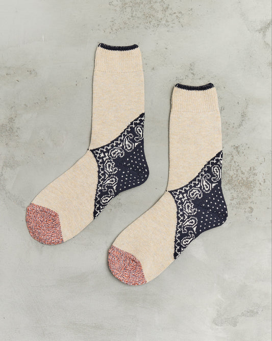 Kapital 96 Yarns Heel Paisley Bandana Socks, Navy