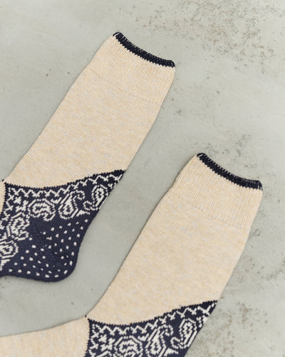 Kapital 96 Yarns Heel Paisley Bandana Socks, Navy