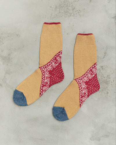 Kapital 96 Yarns Heel Paisley Bandana Socks, Red