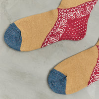 Kapital 96 Yarns Heel Paisley Bandana Socks, Red