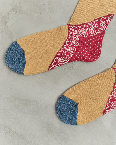 Kapital 96 Yarns Heel Paisley Bandana Socks, Red