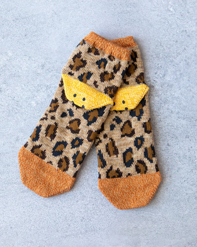 Kapital 96 Yarns Leopard Smiley Ankle Socks, Orange