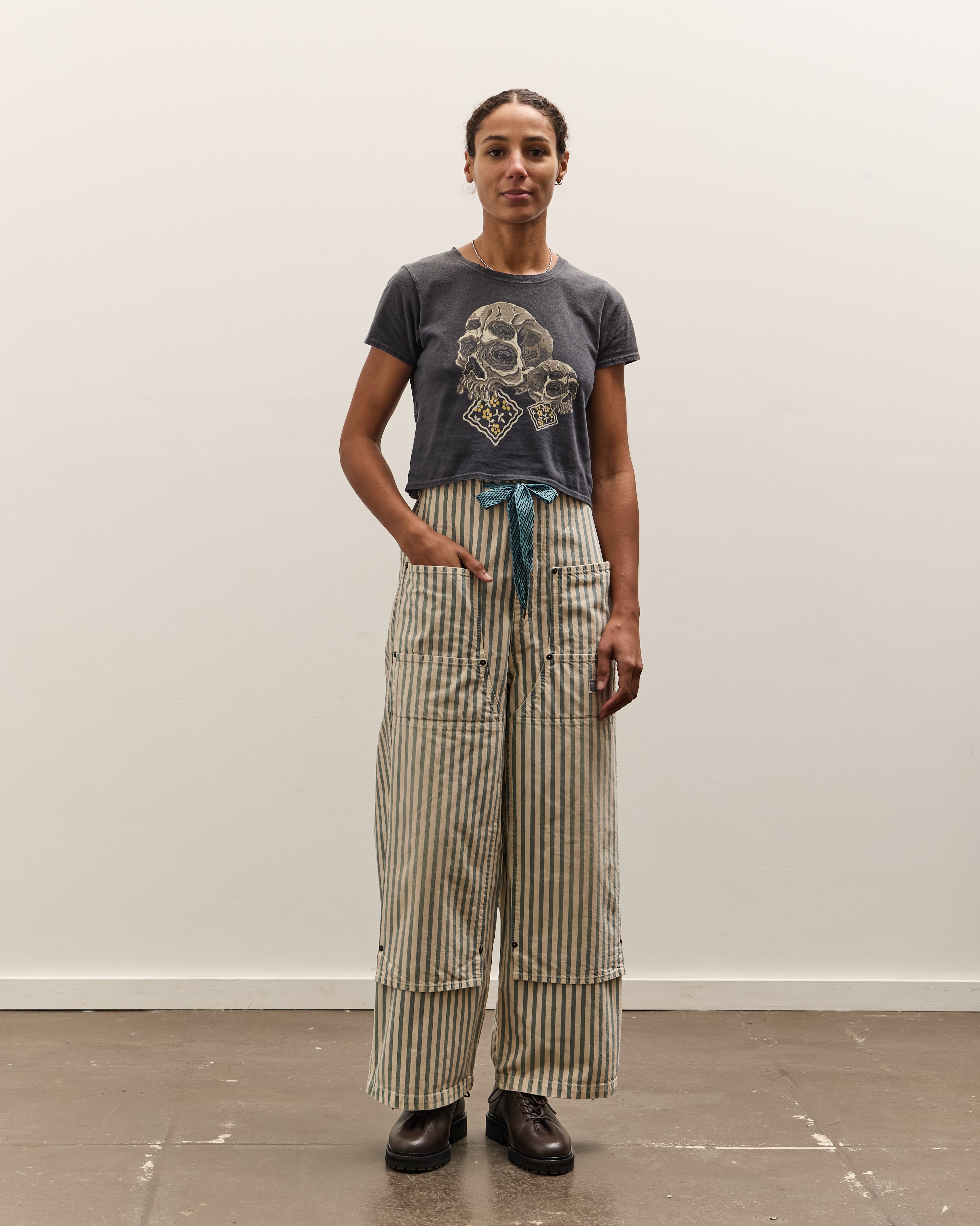 Kapital 9oz French Hickoree W-Knee EASY Baggy Pants, Hickoree