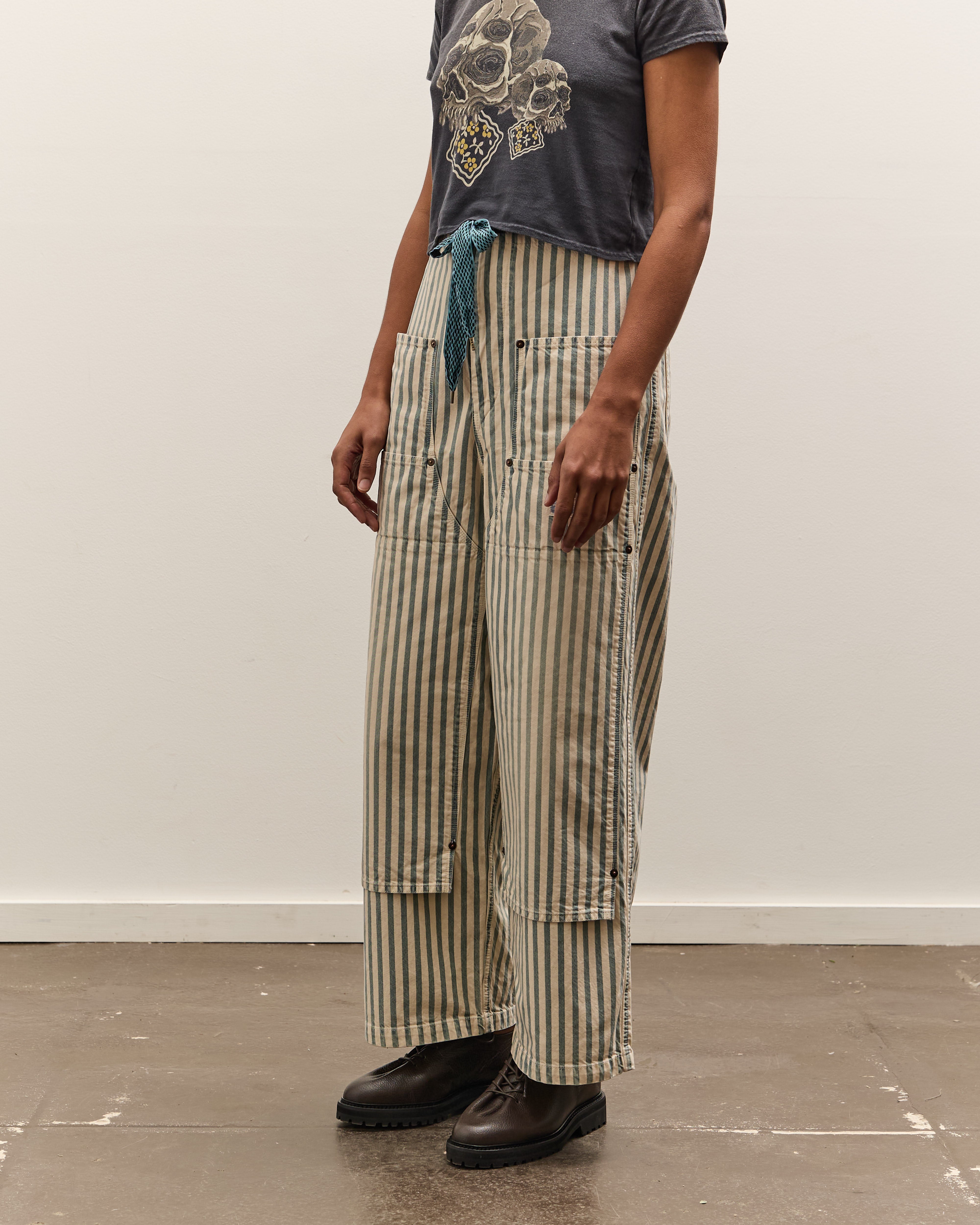 Kapital 9oz French Hickoree W-Knee EASY Baggy Pants, Hickoree