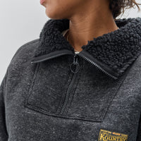 Kapital Boa Fleece Zip Alpine Pullover, Black