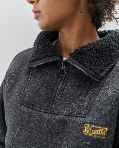 Kapital Boa Fleece Zip Alpine Pullover, Black