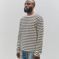 Kapital Unisex Striped Crew Long Tee, Profile Rainbowy Patch