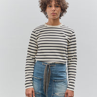 Kapital Striped Crew Long Tee, Profile Rainbowy Patch