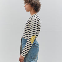 Kapital Striped Crew Long Tee, Profile Rainbowy Patch