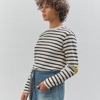 Kapital Striped Crew Long Tee, Profile Rainbowy Patch