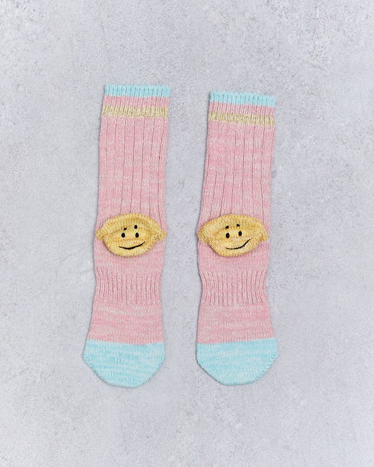 Kapital 60 Yarns Grandrelle Ivy Smiley Socks, Pink