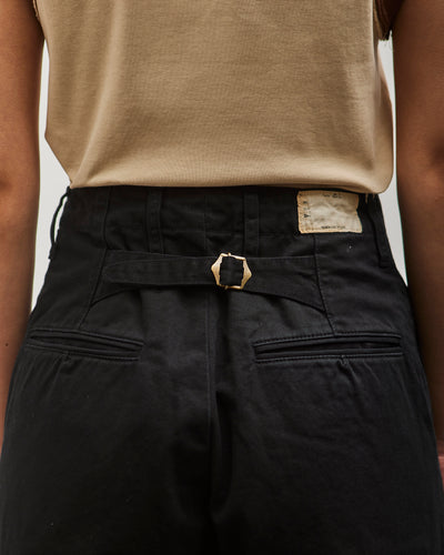 Kapital Chino High Waisted NIME Pants (CACTUS Embroidery), Black