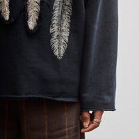Kapital Unisex Cock Neck Sweater, Black Feather