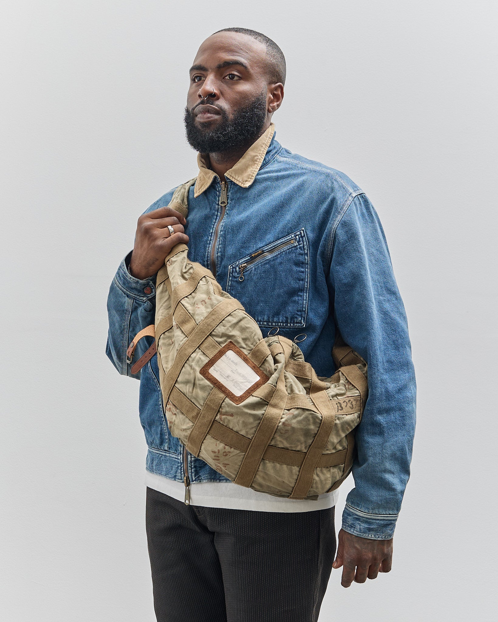 Kapital Cotton Leather Prisoner-Craft Tattersall Snufkin Bag