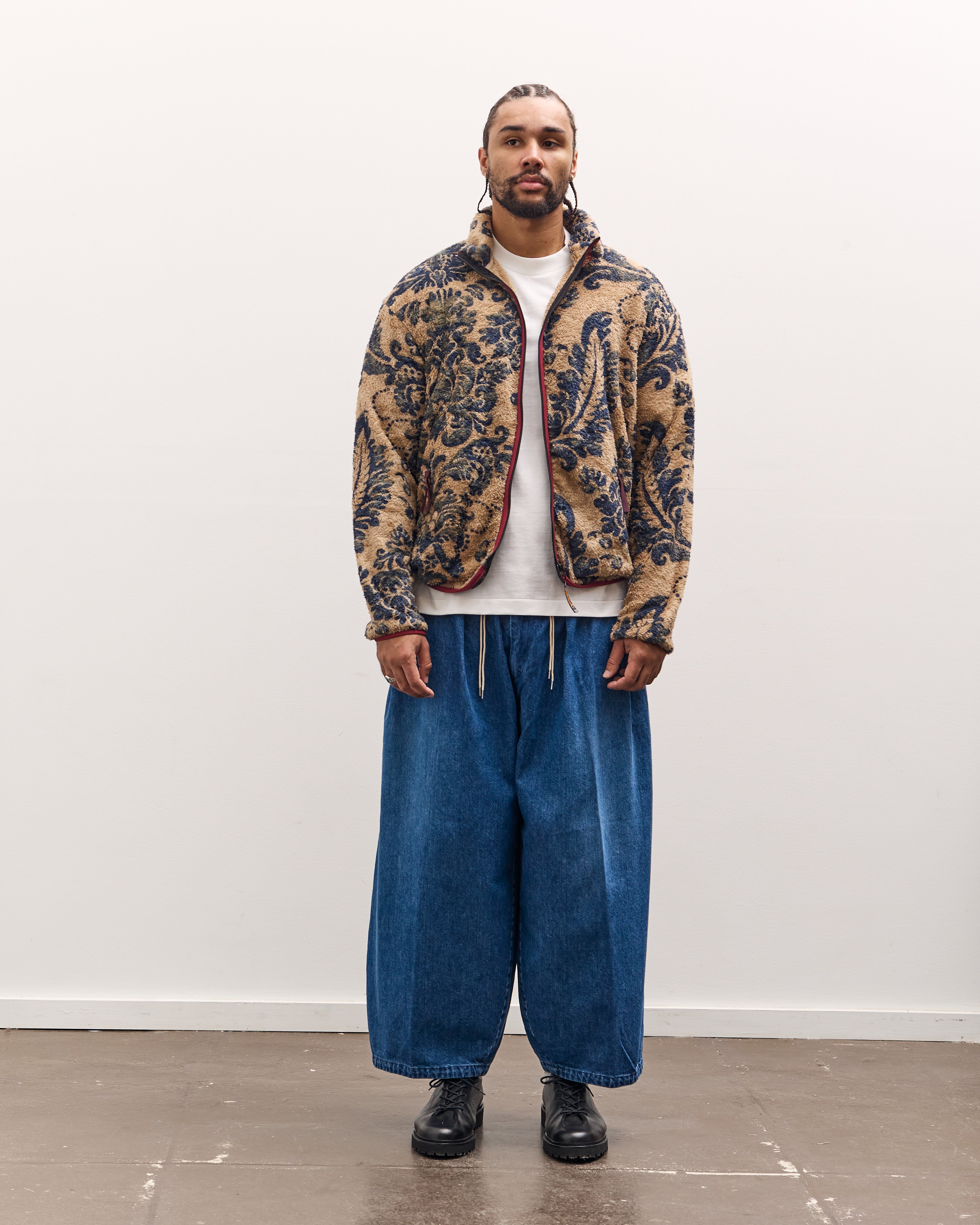 Kapital Damask Fleece Zip, Beige – Glasswing