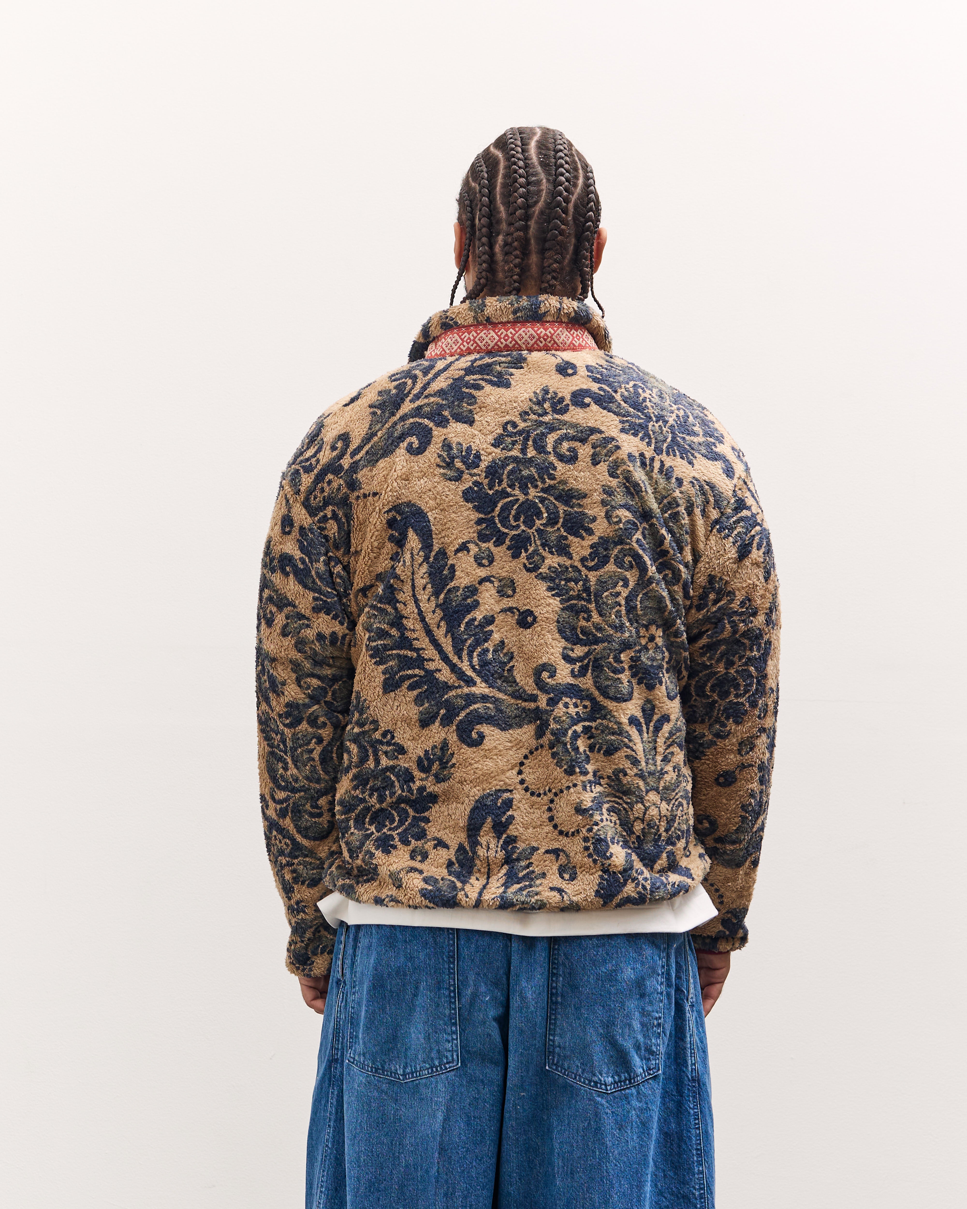 Kapital Damask Fleece Zip, Beige – Glasswing